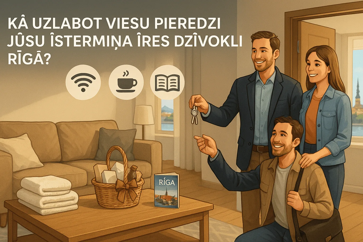 Bloga vāks: viesu pieredzes uzlabošana Rīgas īstermiņa īres dzīvoklī, saimnieks sagaida viesus ar atslēgu
